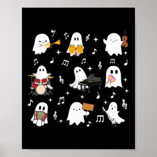 Affiche Halloween Musique Professeur Fantôme Jouer Inst Mu