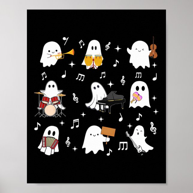 Affiche Halloween Musique Professeur Fantôme Jouer Inst Mu (Devant)