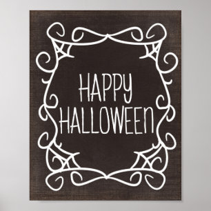 Affiche Halloween noir et blanc heureux