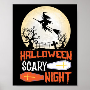 Affiche Halloween Nuit Effrayante Sorcière Effrayante
