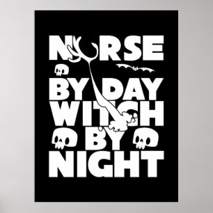 Affiche Halloween Nurse By Day Witch By Nights