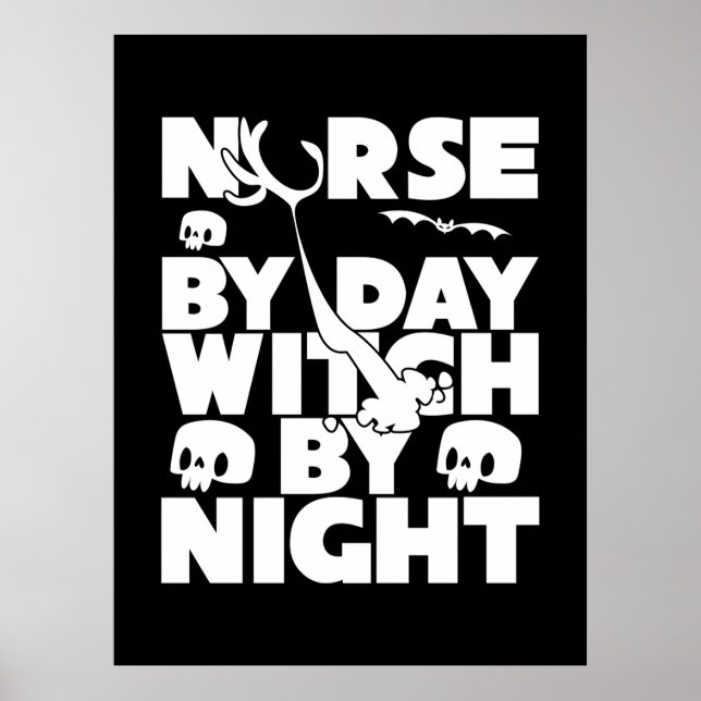 Affiche Halloween Nurse By Day Witch By Nights (Devant)