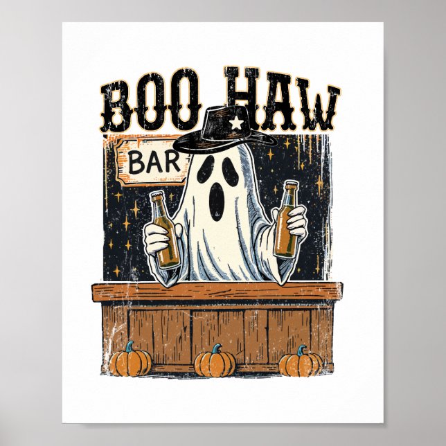 Affiche Halloween occidentale rétro Boo Haw (Devant)