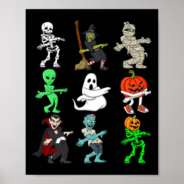 Affiche Halloween Orange Justice Monsters Skeleton Boys Gi (Devant)