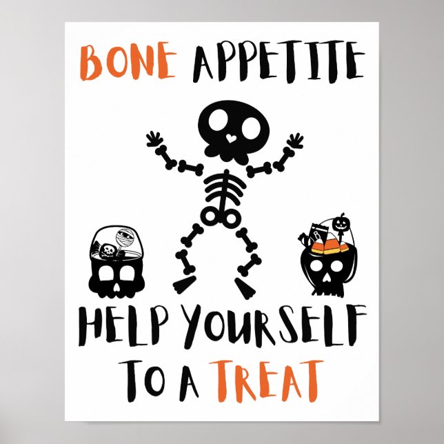 Affiche Halloween os appétit squelette déplaisant bonbon p (Devant)