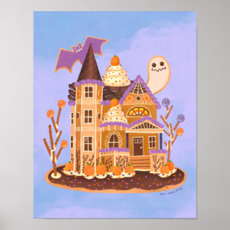 Affiche Halloween pain d'épices Maison hantée Art Imprimer