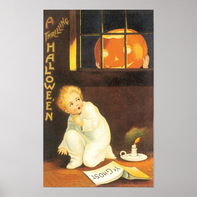 Affiche Halloween palpitant vintage par Ellen Clapsaddle (Devant)