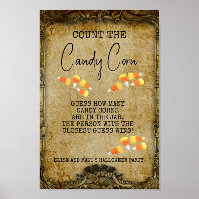 Affiche Halloween partie jeu Compter le Corn Candy (Devant)