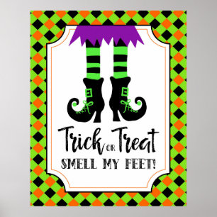Affiche halloween partie signe astuce ou traiter les pieds