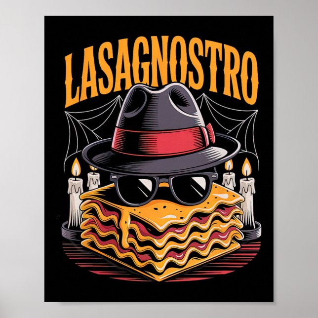 Affiche Halloween Pasta Mème Mafia Parodie Funny Lasagna A (Devant)