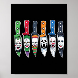Affiche Halloween Personnages De Film Horreur En Couteaux