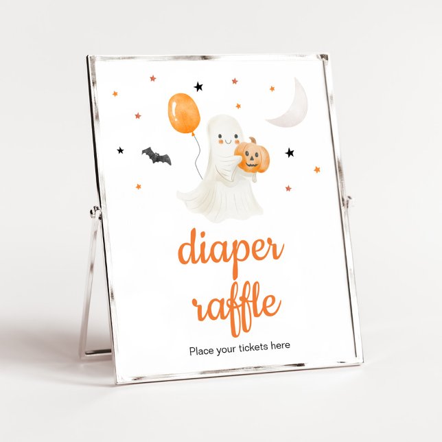 Affiche Halloween Petit Boo Baby shower Déchets Raffle (A Little Boo Baby Shower Diaper Raffle Sign)