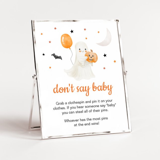 Affiche Halloween Petit Boo Baby shower Ne pas dire bébé (A Little Boo Baby Shower Don't Say Baby Sign)