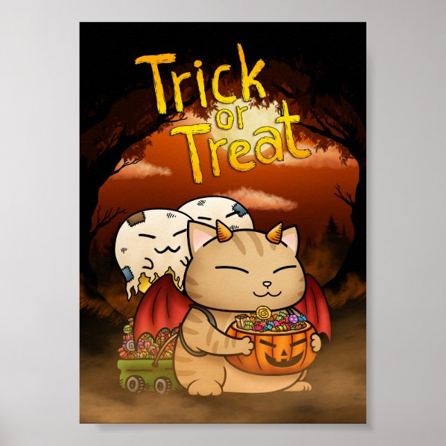 Affiche Halloween Petit Diable Chat (Devant)