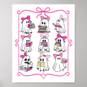 Affiche Halloween Pink Ghost Lire plus Livres Éffrayant Bo