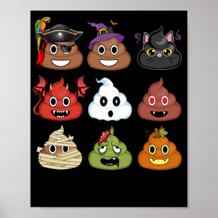 Affiche Halloween Poop Emojis Face Citrouille Pirate maman