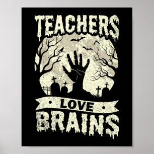 Affiche halloween professeurs amour cerveau école zombie