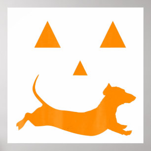 Affiche Halloween Pumpkin Dachshund Jack-O-Lantern Costum