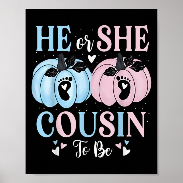 Affiche Halloween Pumpkin Gender Reveal He Or She Cousin T (Devant)