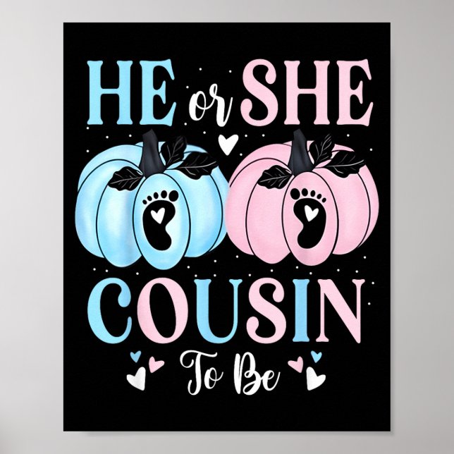 Affiche Halloween Pumpkin Gender Reveal He Or She Cousin T (Devant)