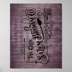 Affiche Halloween Purple Grunge Gothique Salem Broom Compa