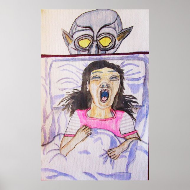 AFFICHE HALLOWEEN QUELQUE CHOSE EST SOUS LE LIT (Devant)