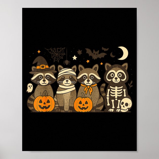Affiche Halloween Raccoon Costumes Ghost Witch Mummy Men W (Devant)