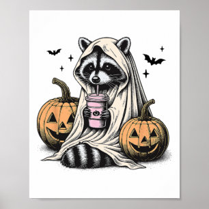 Affiche Halloween Raccoon Ghost