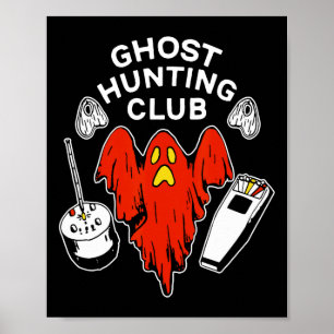 Affiche Halloween Red Ghost Chasse Club Éffrayant Hunter