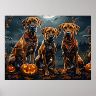Affiche Halloween Rhodesian Ridgeback Éffrayant