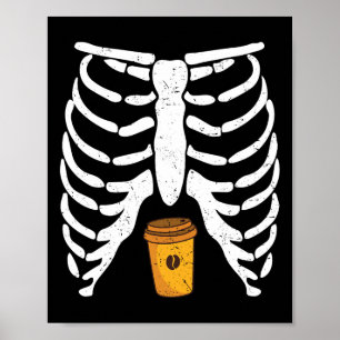 Affiche Halloween Rib Cage Café Lover Skeleton Drôle Wom