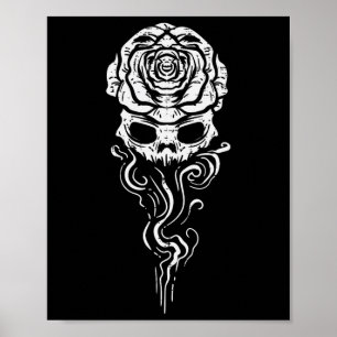 Affiche Halloween Rose de crâne fumée Squelette costume go