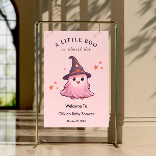 Affiche Halloween rose Un Petit Baby shower Boite Accueil