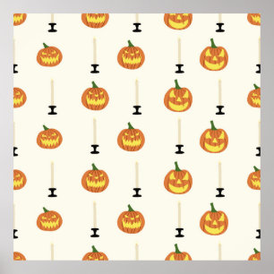 Affiche Halloween sans couture motif avec citrouilles et b