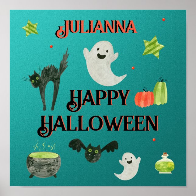 Affiche Halloween Sarcelle et Vert (Devant)