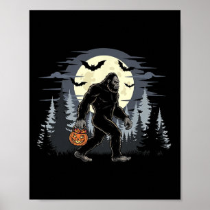 Affiche Halloween Sasquatch Bigfoot Dans La Forêt Jack-o-l