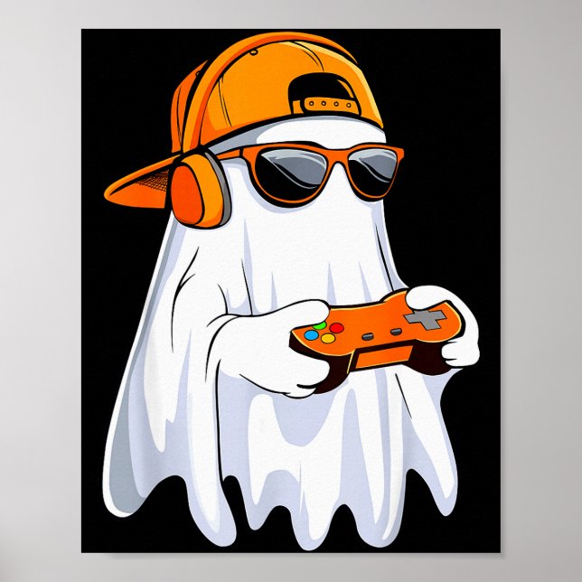 Affiche Halloween Shirt Ghost Gamer Video Gaming Boys Men  (Devant)