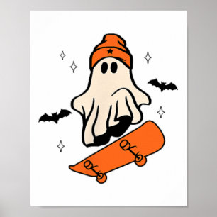 Affiche Halloween Skateboard Boo Retro Halloween garçons H