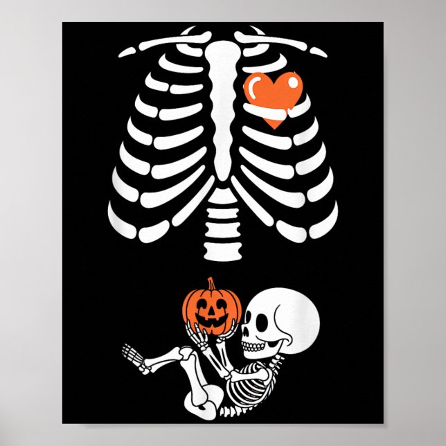 Affiche Halloween Skeleton Baby Rib Cage Maternity Pregnan (Devant)