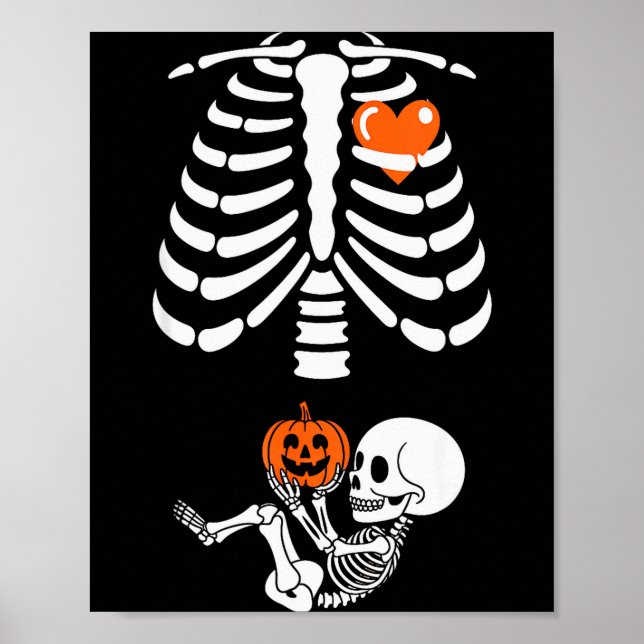 Affiche Halloween Skeleton Baby Rib Cage Maternity Pregnan (Devant)