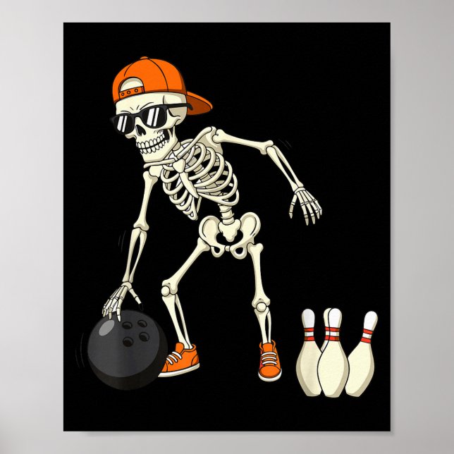 Affiche Halloween Skeleton Funny Bowling Lovers For Teens  (Devant)