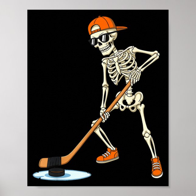 Affiche Halloween Skeleton Funny Hockey For Boys Teens Men (Devant)