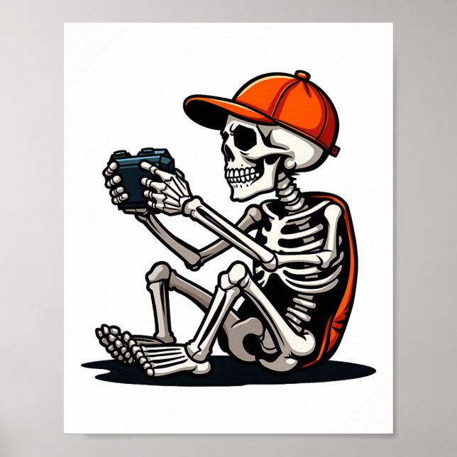 Affiche Halloween Skeleton Gamer Video Gaming 1  (Devant)