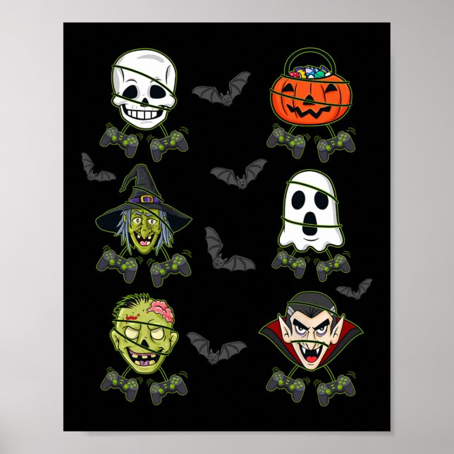 Affiche Halloween Skeleton Jeu sorcière Vampire Zombie Boy (Devant)