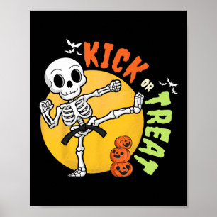 Affiche Halloween Skeleton Karate Kick Martial Art Taekwon