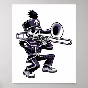 Affiche Halloween Skeleton School Marche Band Trombone P