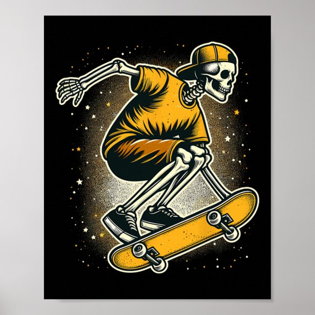 Affiche Halloween Skeleton Skateboard (Devant)