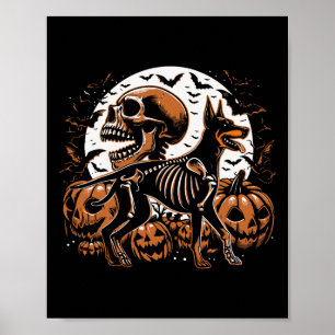 Affiche Halloween Skeleton Walking Skeletal Doberman Chien