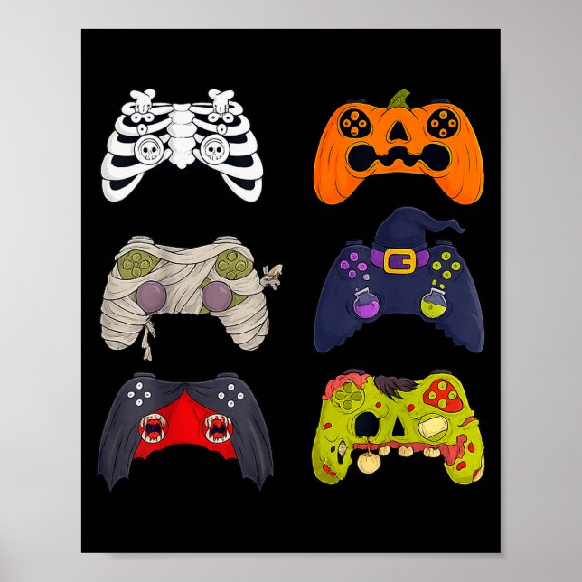 Affiche Halloween Skeleton Zombie Gaming Controllers  (Devant)