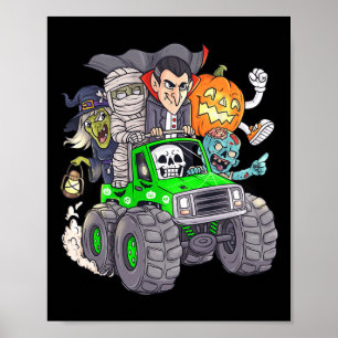 Affiche Halloween Skeleton Zombie Monster Truck Vampire Bo